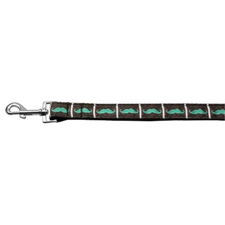 MIRAGE PET PRODUCTS 0.37 in. Wide 4 ft. Long Aqua Moustaches Nylon Dog Leash 125-078 3804